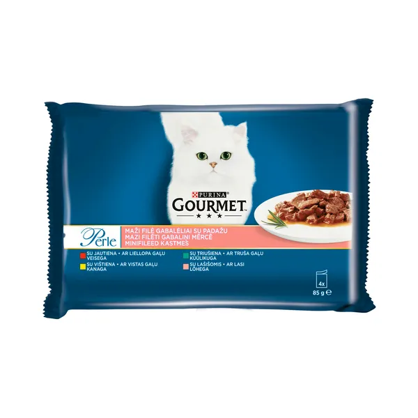 Täissööt. Kassieine veis/kana/küülik/lõhe 4-pakk, GOURMET PERLE, 340g