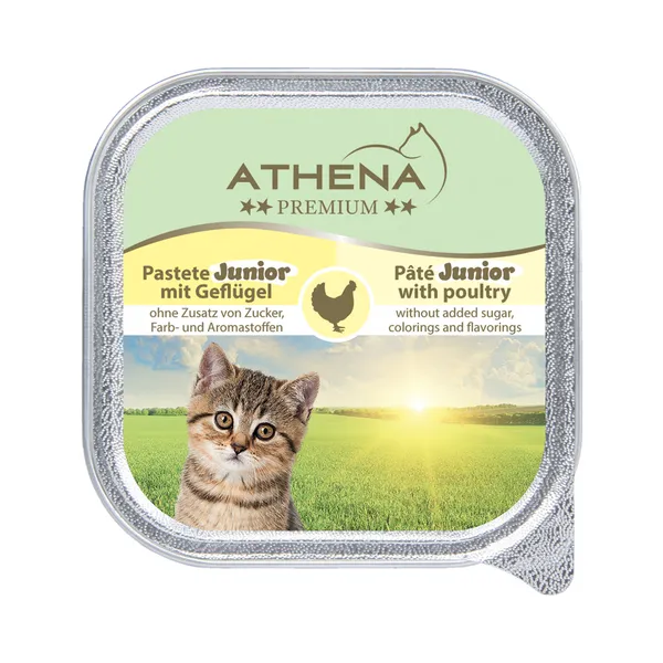 ATHENA Märg täissööt kassile, Junior linnulihaga 100 g