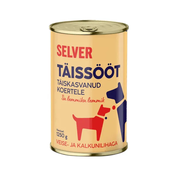 Täissööt täiskasvanud koertele veise- ja kalkunilihaga, SELVER, 1,25 kg