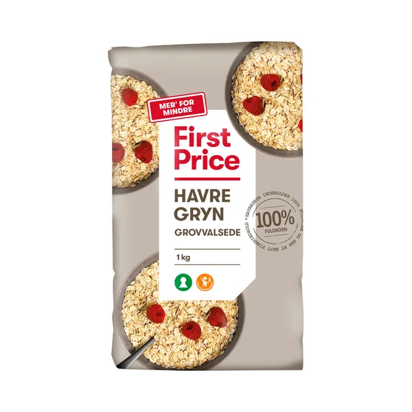 Täistera jämedad kaerahelbed, FIRST PRICE, 1 kg
