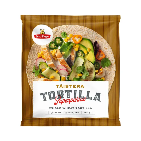 Täisteratortilja 25 cm x 6 tk, EESTI PAGAR, 360 g