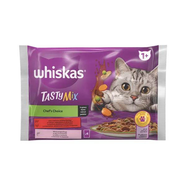Täistoit. Kiisueine Tasty mix Chef's Choice 4x85g, WHISKAS, 340g