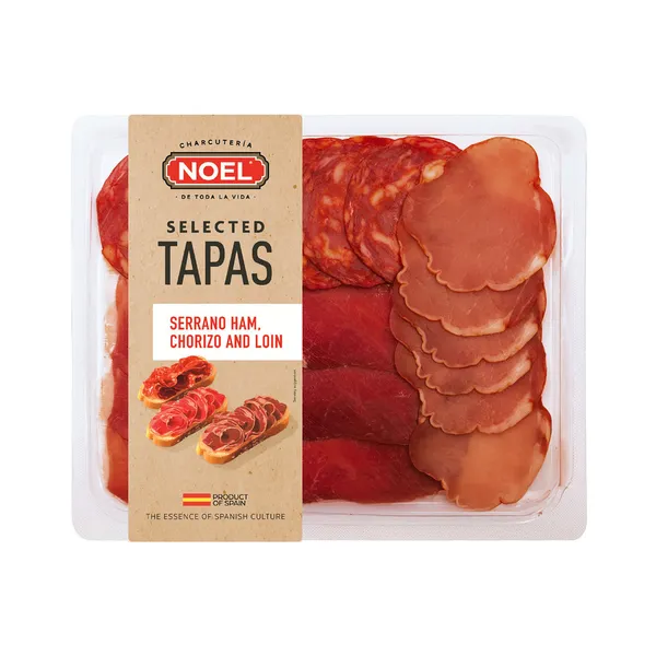 Tapase valik viilutatud - Serrano sink, Chorizo paprikasalaami, Spanish Loin, NOEL, 120 g
