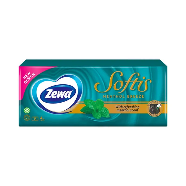 Taskurätikud Softis mentooliga, 4-kihiline, ZEWA, 10x9 tk