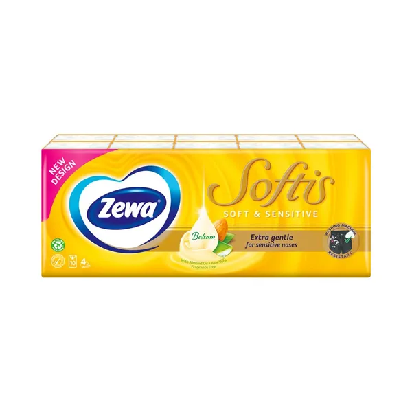 Taskurätikud Softis Soft & Sensitive 4-kihiline, ZEWA, 10x9 tk/pk