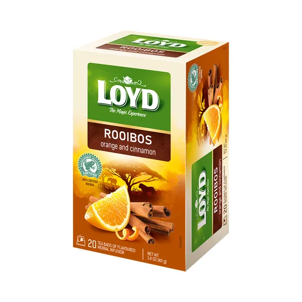 Punane tee LOYD apelsini- ja kaneelimaitseline 20 x 2g, kahekambriline teekott
