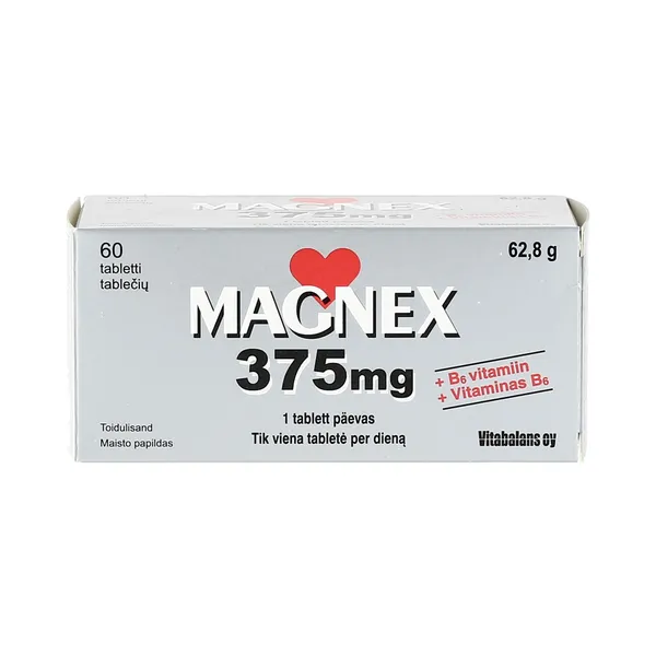 Toidulisand Magnex 375mg+B6, LOODUSTOODE, 62,8 g