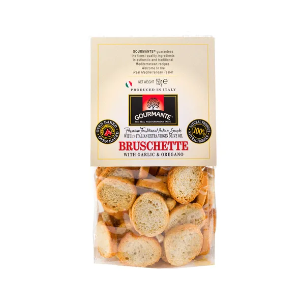Traditsioonilised Itaalia kreekerid Bruschette, oregano ja küüslauguga, GOURMANTE, 150 g