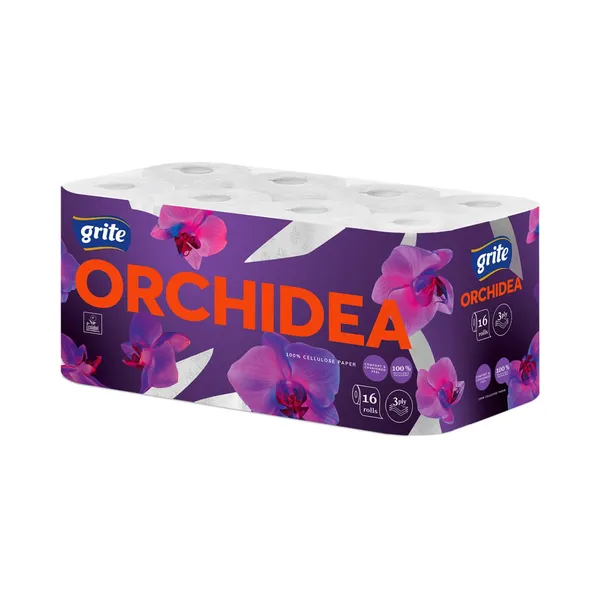 Tualettpaber  Orchidea  valge 3-kihiline 170 lehte, GRITE, 16 rl