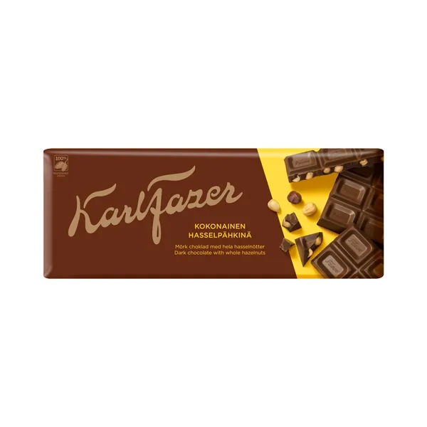 Tume šokolaad tervete metsapähklitega, KARL FAZER, 200 g