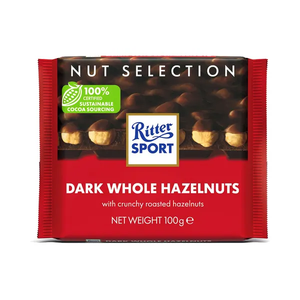 Tume šokolaad tervete metspähklitega, RITTER SPORT, 100 g