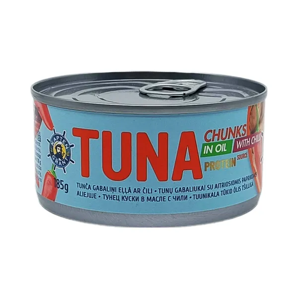 Tuunikala tükid õlis tšilliga, KAPTEN GRANT, 185 g