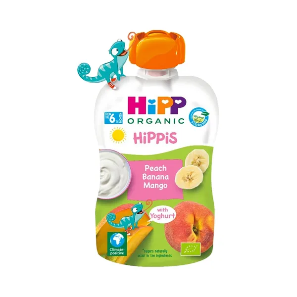 Virsiku-banaanipüree, mango ja jogurtiga Hippis ÖKO al. 6k - tuubis, HIPP, 100 g