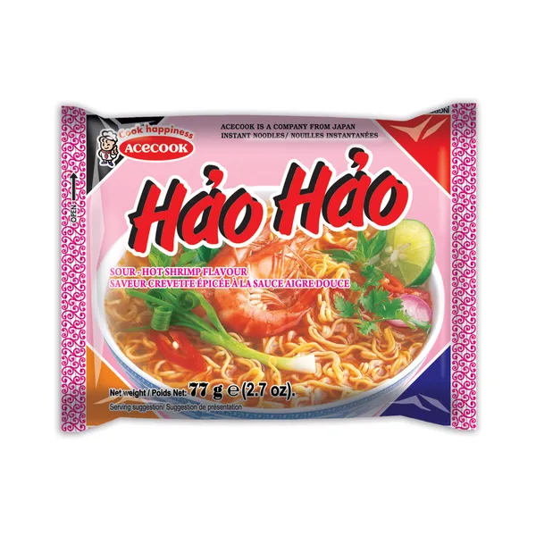 Vürtsikas-hapu krevetimaitselised kiirnuudlid (pakis), HAO HAO, 77 g