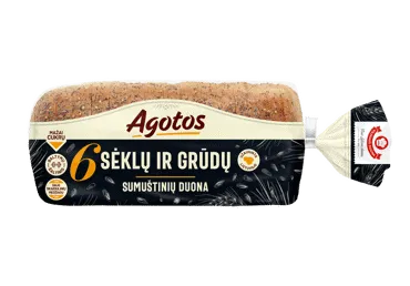 AGOTOS 6 sėklų ir grūdų sumuštinių duona, 470 g