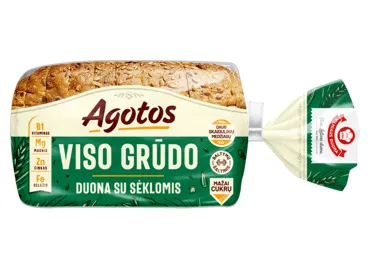 AGOTOS visų grūdo dalių duona su sėklomis, 350 g