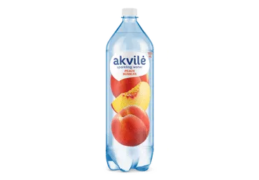 AKVILĖ lengvai gazuotas stalo vanduo su persikų skonio aromatu 1,5 l
