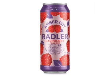 Alaus kokteilis Amber City Radler Raspberry 2%0,5L (pakuotė 24 vnt.)