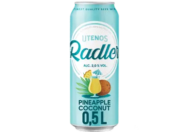 Alaus kokteilis UTENOS, Radler, ananasų ir kokosų, 2%, 0,5l, skardinė.
