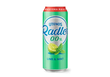 Alaus kokteilis Utenos Radler Lime&Mint Nealk. 0,0% 0,5L sk