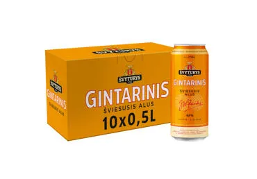 Alus ŠVYTURYS Gintarinis, 4,6%. 0,5 l x 10, skardinės