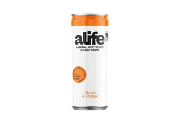 Apelsinų ir mangų skonio gazuotas natūralus energinis gėrimas, Alife, 330 ml