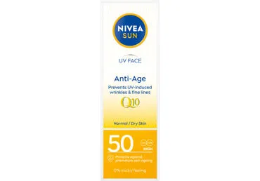 Apsauginis veido kremas nuo saulės ir senėjimo požymių su kofermentu Q10 normaliai ir sausai odai SPF 50 NIVEA SUN UV FACE, 50 ml