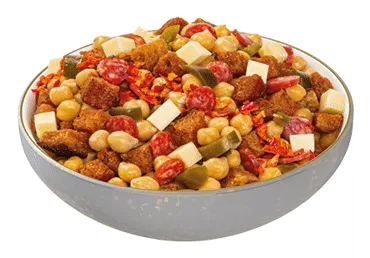 Aštrios avinžirnių salotos su duona ir vytintomis dešrelėmis, 1 kg