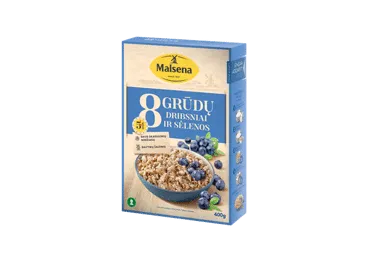 Aštuonių grūdų dribsniai MALSENA su sėlenomis, 400 g