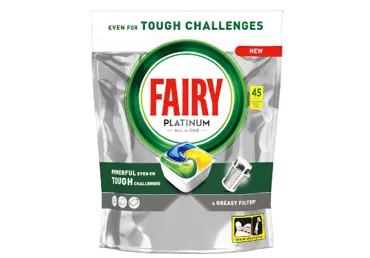 Automatinių indaplovių kapsulės FAIRY Platinum Lemon, 45vnt