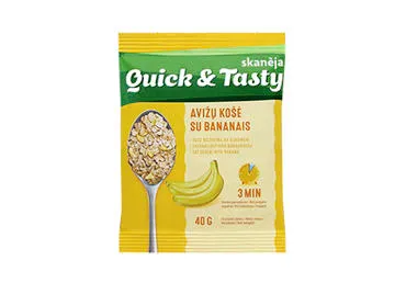 Avižinė košė QUICK & TASTY su bananais, 40 g