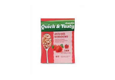 Avižinė košė QUICK & TASTY su braškėmis, 40 g