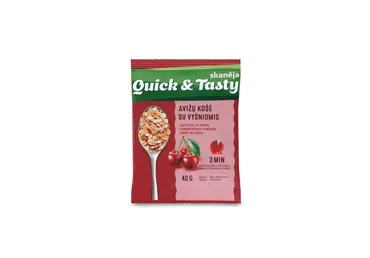 Avižinė košė QUICK & TASTY su vyšniomis, 40 g