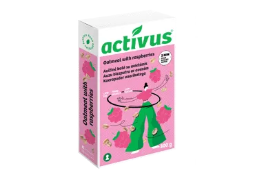 Avižinių dribsnių košė ACTIVUS, su avietėmis, 300 g
