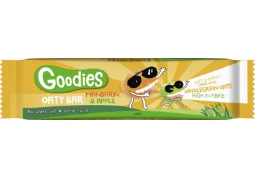 Avižų batonėlis GOODIES su mandarinais, obuoliais, 36+ mėn., 23 g