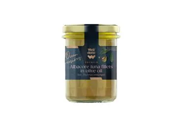 Baltųjų tunų filė alyvuogių aliejuje WELL DONE PREMIUM, 190 g