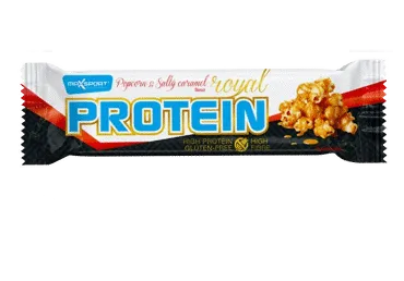 Baltym. batonėlis MAXSPORT ROYAL su spragėsiais ir karamele, 60 g