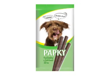 Baltyminės šunų lazdelės PAPKY su žarnokais, 120 g