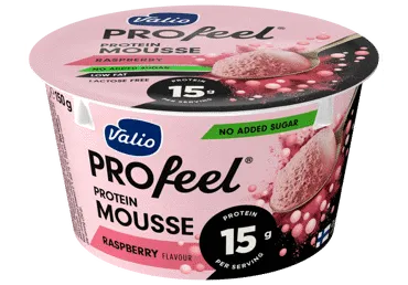 Baltyminiai putėsiai su avietėmis VALIO PROFEEL, 0,9 % rieb., 150 g