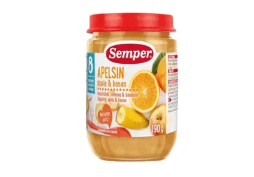 Bananų ir obuolių tyrelė SEMPER , nuo 8 mėn., 190 g