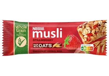 Batonėlis su braškėmis NESTLE MUSLI, 35 g