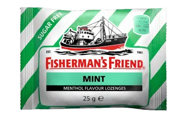 Becukrės pastilės FISHERMANS, mėtų skonio, 25 g