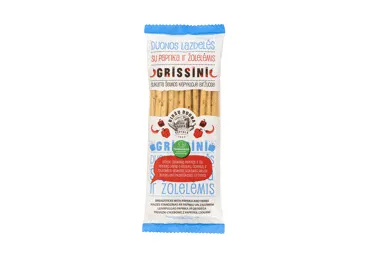 BIRŽŲ DUONOS lazdelės su paprikomis ir žolelėmis GRISSINI, 125 g
