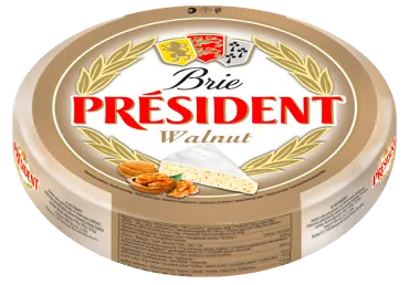 Bri sūris PRESIDENT su graikiniais riešutais, 60% rieb. s.m., 1 kg