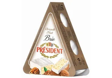 Bri sūris PRESIDENT su riešutais, 32 % rieb. s. m., 125 g