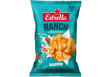 Bulvių traškučiai ESTRELLA RANCH, pom., svog., sūr.,česn.sk., 250 g
