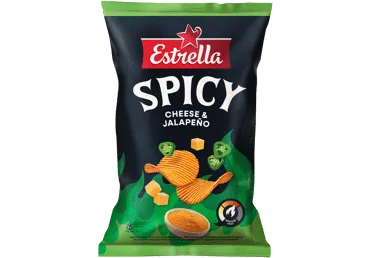 Bulvių traškučiai ESTRELLA SPICY, sūrio, Chalapos papr. sk., 115 g