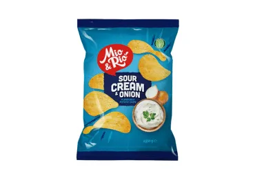 Bulvių traškučiai, grietinės ir svogūnų skonio, 150 g