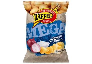 Bulvių traškučiai TAFFEL, grietinės ir svogūnų skonio, 250 g