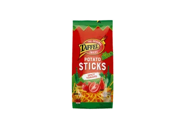 Bulvių traškučiai TAFFEL STICKS, aštrių pomidorų skonio, 100 g